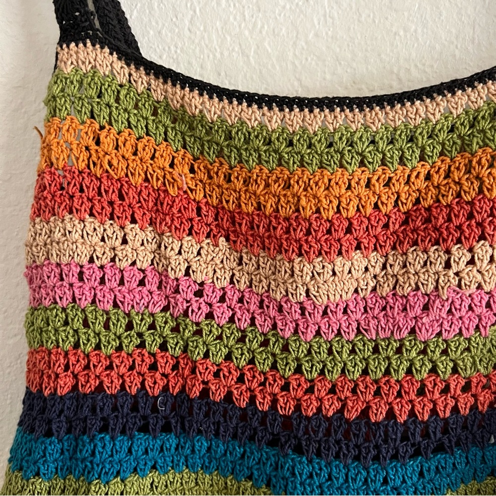 Vintage Handmade Colorful Crochet Tank Sz S/M - Picture 2 of 3
